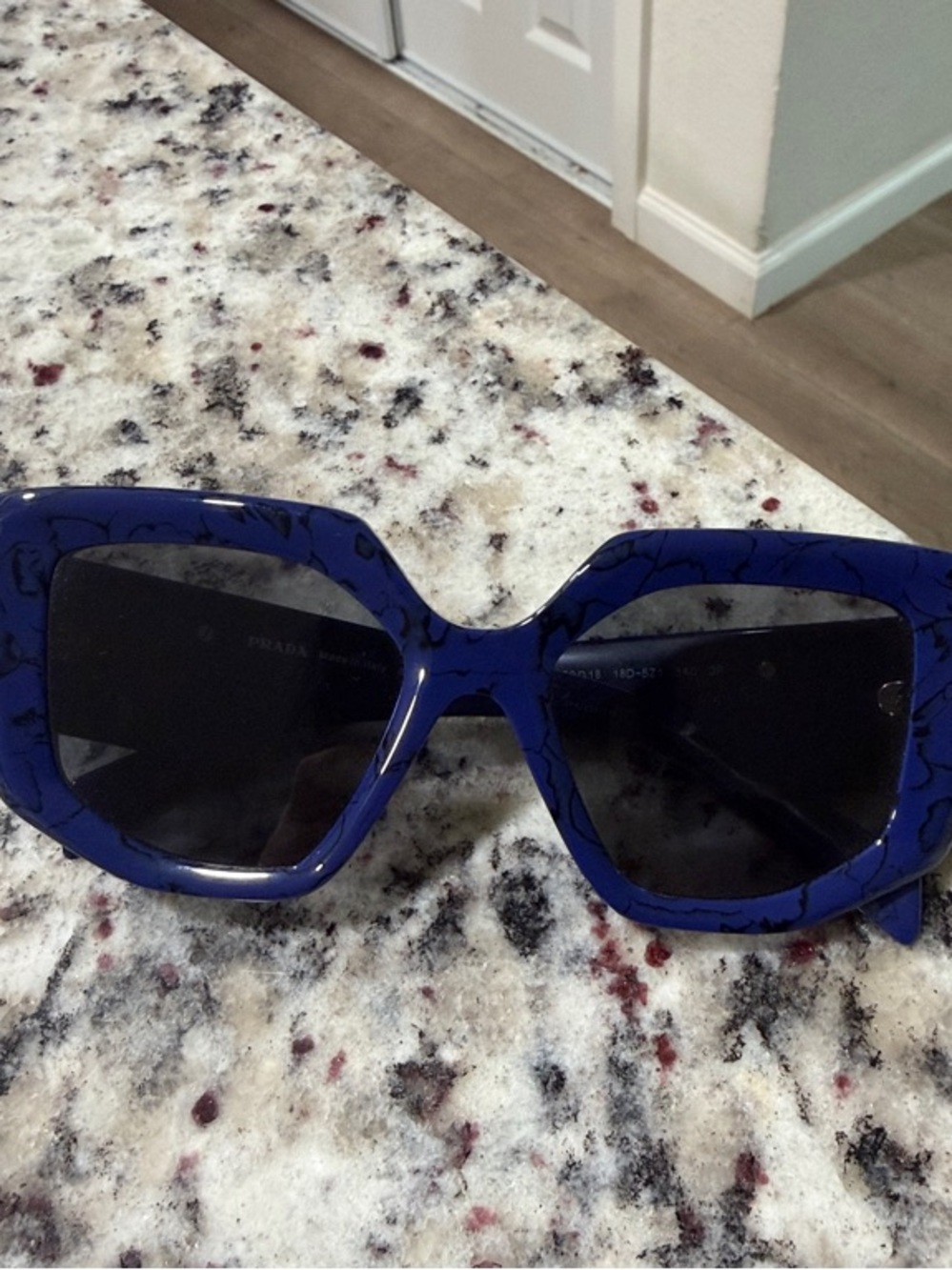 Prada Blue Marble Oversized Square Sunglasses